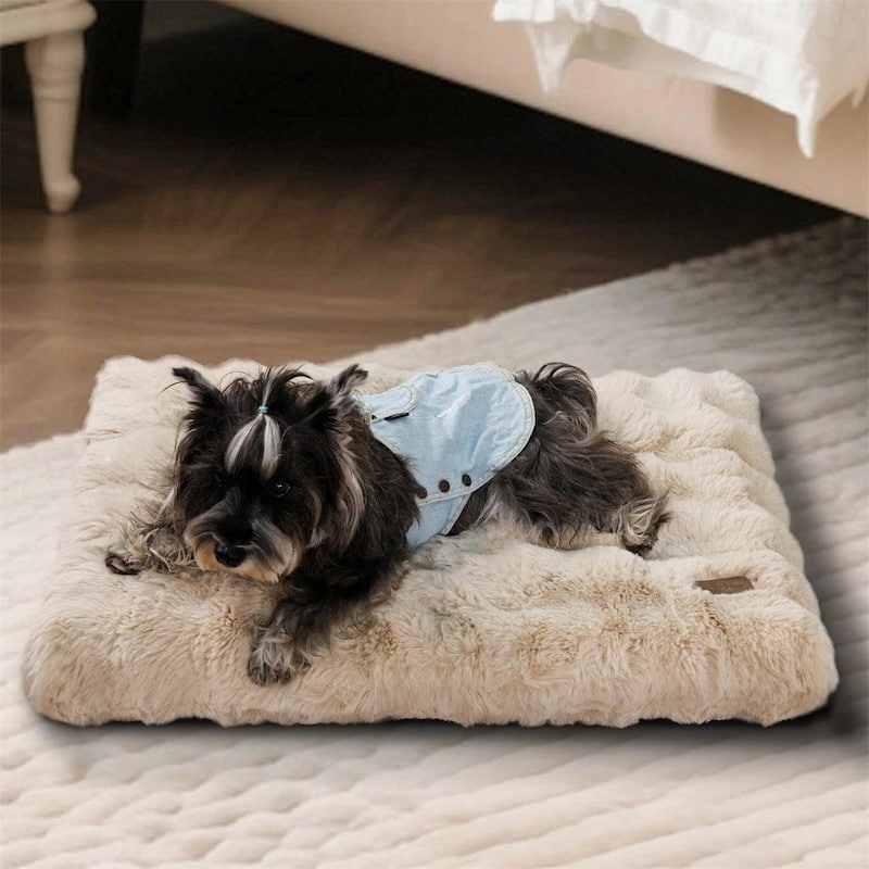 Washable Dog Bed Comfy Fluffy Kennel Pad Anti-Slip Pet Sleeping Mat Dogs Pillow