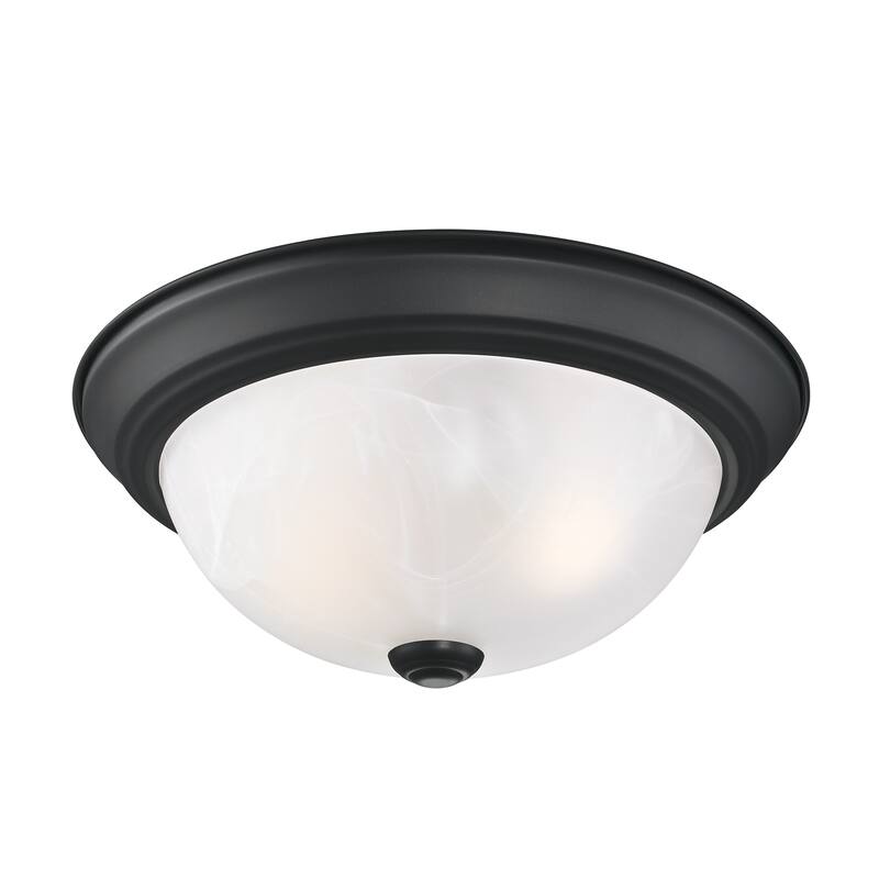 Design House 2 Pack 2-Light Indoor Dimmable Matte Black Ceiling Light with Alabaster Glass Shade