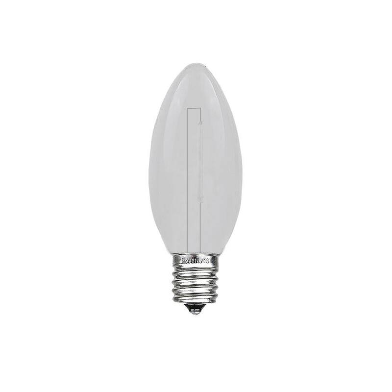 25 Pack LED C7 Plastic Filament Outdoor Christmas Replacement Bulbs, Warm White