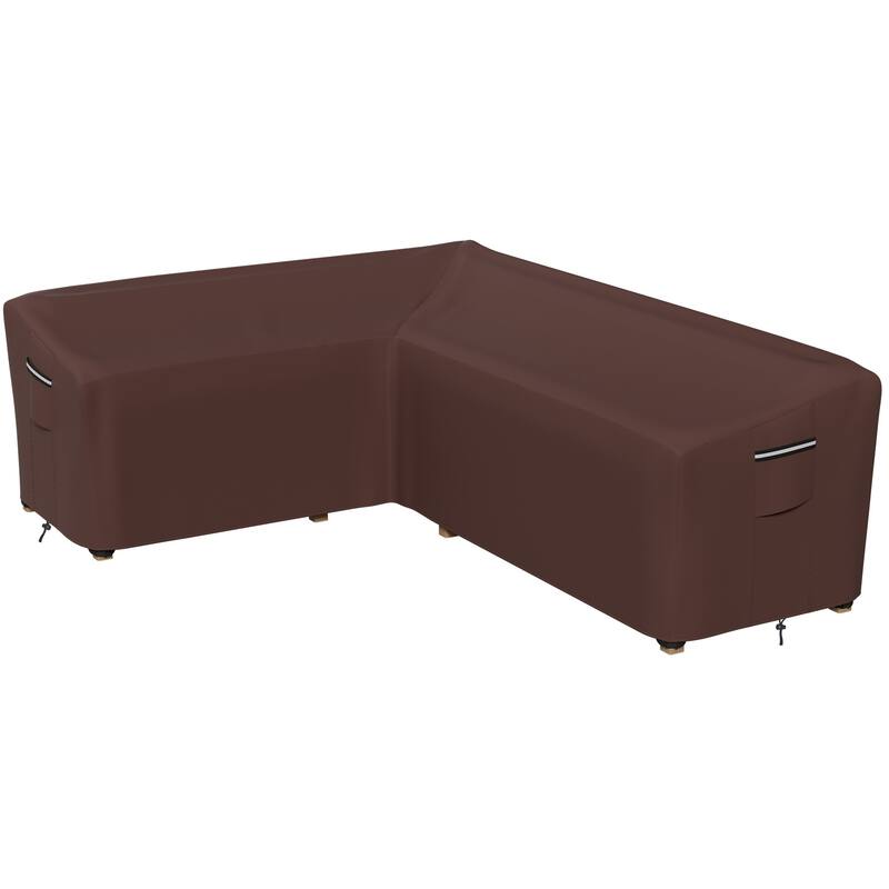 Heavy Duty Patio Sectional Sofa Cover Outdoor Furniture Cover Waterproof - 104x83(L-Shaped-Left Facing) - Brown