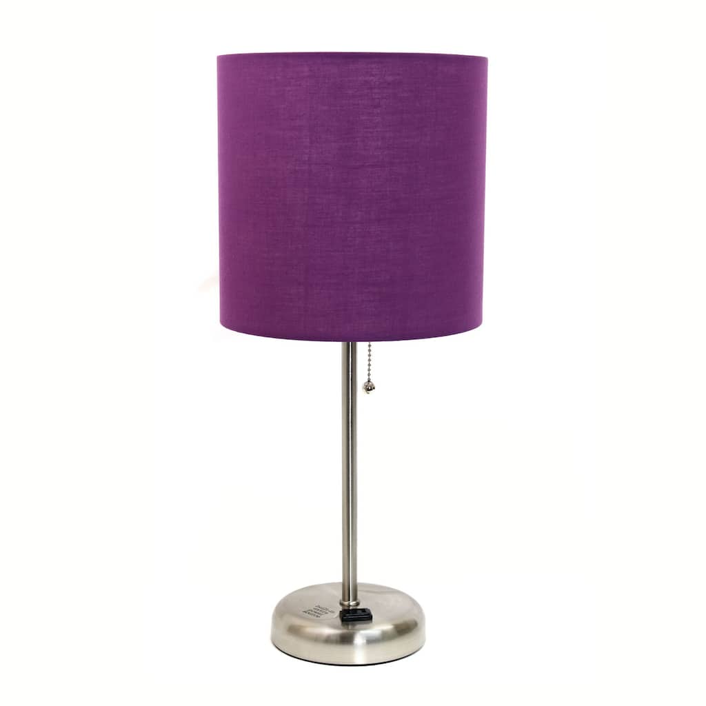 Stick Base Bedside Table Desk Lamp with Drum Shade - 19.5" - Purple