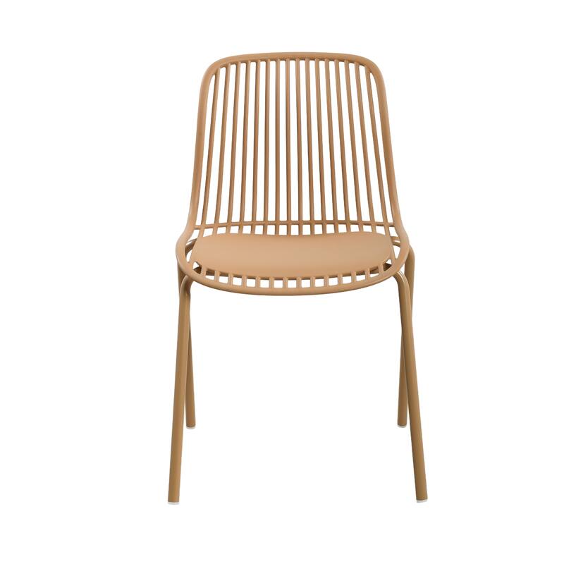 Christopher Knight Home - Eldred Outdoor Weather-Resistant Plastic Dining Chair with Metal Frame