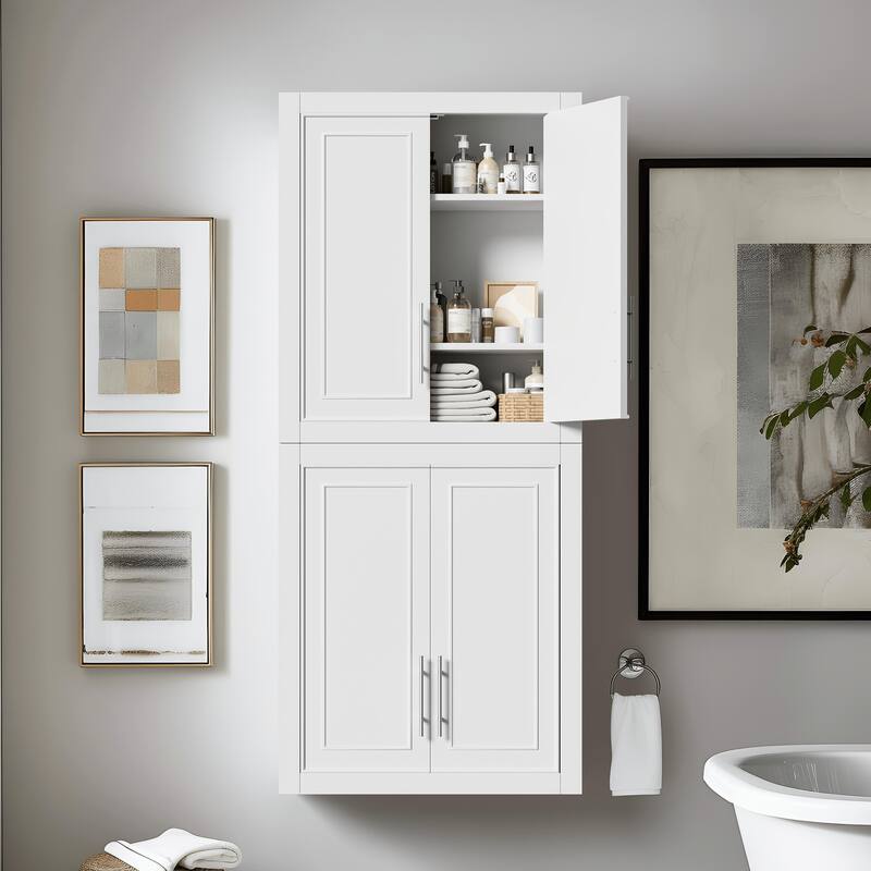 Wooden Storage Cabinet Wall Cabinet a Adjustable Shelf 26" - 26*22 - White