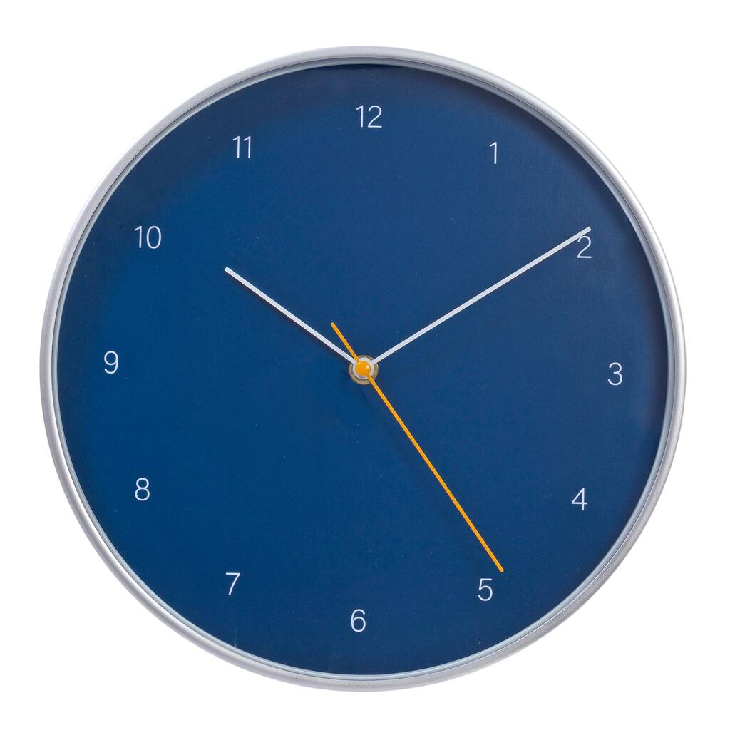 Kiera Grace 12" Inch Silent Non Ticking Blue Modern Wall Clock