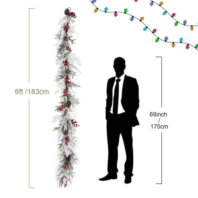 6 FT Pre-lit Christmas Garland with 20 LED Lights & 8 Modes