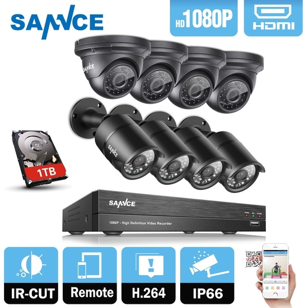 SANNCE 8CH 1080P HD 5-in-1 DVR Video Surveillance Cameras System