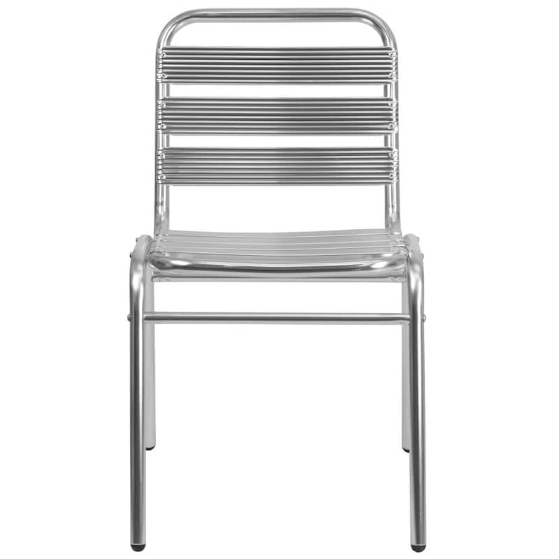 4PK Commercial Aluminum Indoor-Outdoor Restaurant Stack Chair - Triple Slat Back