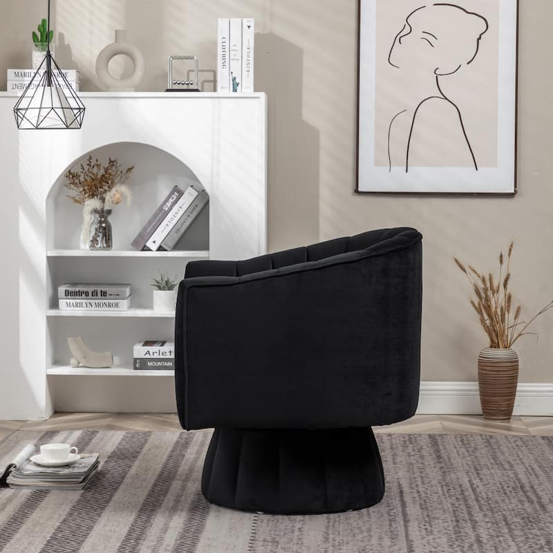 SEYNAR Modern Glam Velvet Upholstered Round Swivel Accent Arm Barrel Chair for Living Room