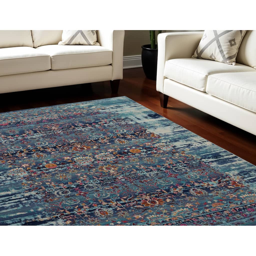 HomeRootsFloral Transitional Rectangle Area Rug - 142' X '106' X '0.5