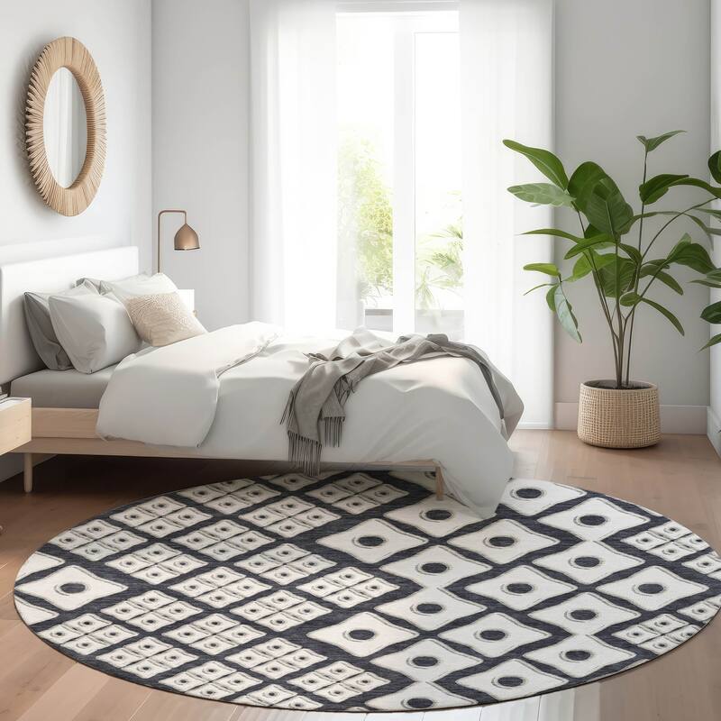 Premium Washable Super Soft Modern Cooper Mayfield Rug - Black - 8' x 8'