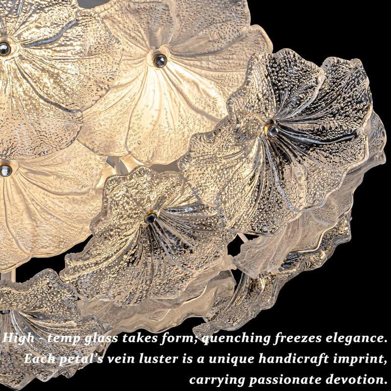 LED Flush Mount Ceiling Light with Clear and Frosted Glass Petal Design