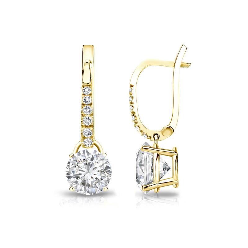 Auriya 1ctw Round Diamond Dangle Earrings 14k Gold - Yellow