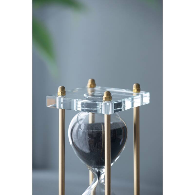 3x3x10" Black Hourglass, Framed with Crystal Stand, 30min