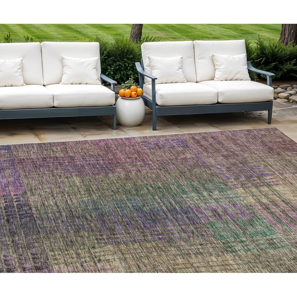 HomeRoots Abstract Transitional Rectangle Outdoor Rug
