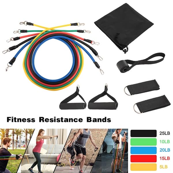 11pcs/set Latex Resistance Bands Exercise Fitness Pull Rope Weight Loss  Equipment - Multi - Bed Bath & Beyond - 31457068