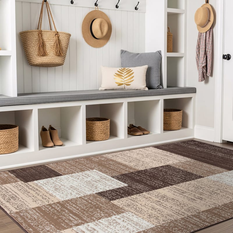 World Rug Gallery Contemporary Distressed Boxes Area Rug