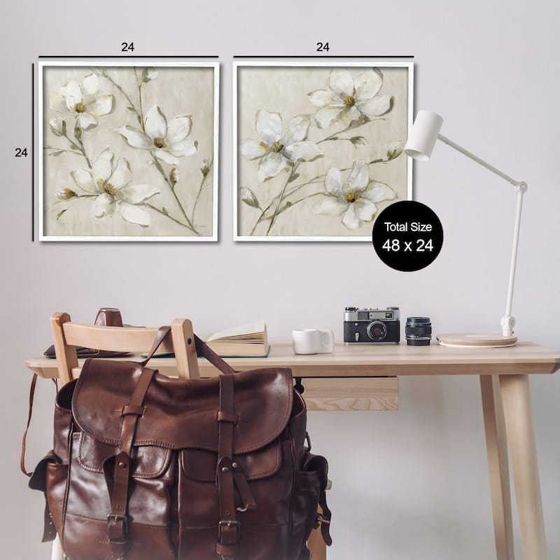Stupell Outstretched Dogwood Branches Framed Giclee Art Design By Sally Swatland (Set of 2)