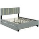 preview thumbnail 9 of 12, Upholstered Frame Platform Queen Size Bed with 2 Drawers, Pull-out Trundle and Classic Metal Strip Headboard Design Wingback Bed