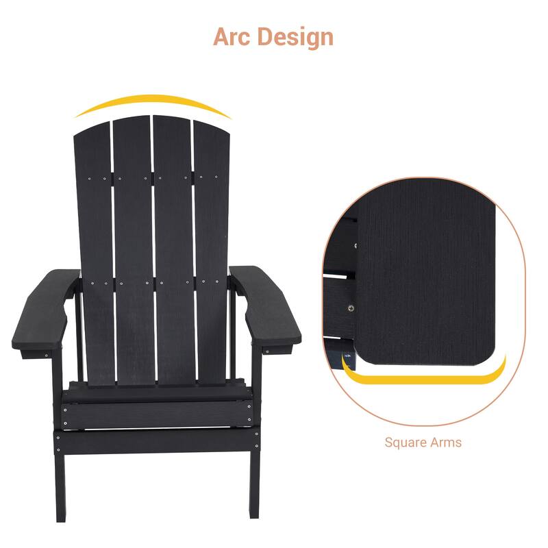 BONOSUKI Patio Adirondack Chair w/Cupholder,Weather Resistant-Set of 4