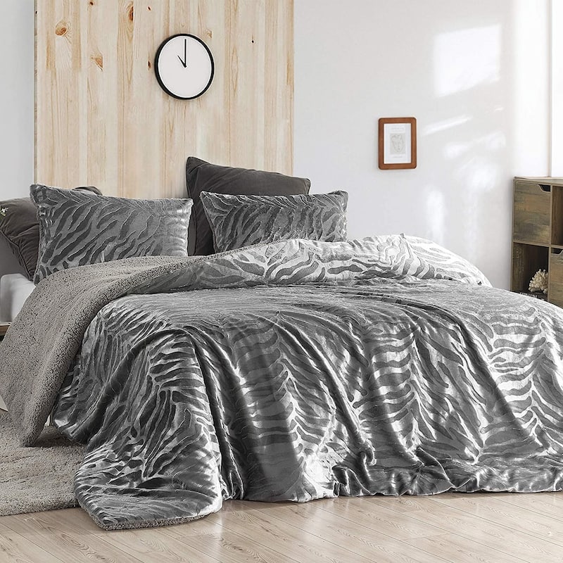 Primal Zebra - Coma Inducer® Oversized Comforter Set - Silver Black