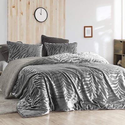 Primal Zebra - Coma Inducer® Oversized Comforter Set - Silver Black