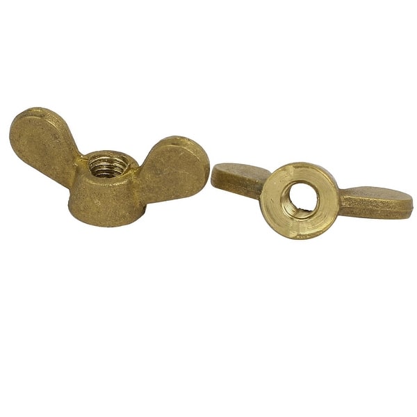 M5 Thread 0.8mm Pitch Wingnut Butterfly Wing Nut 5pcs Brass Tone