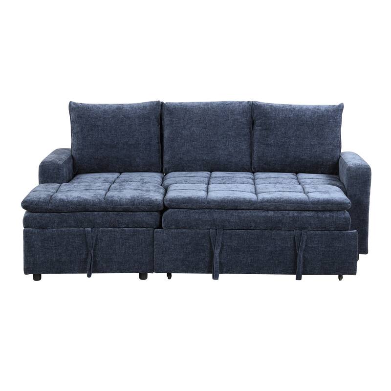 89'' Upholstered Sectional Sofa Bed with Storage Space