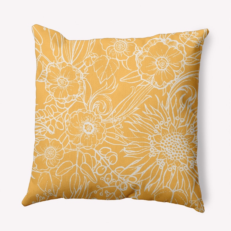 Zentangle Decorative Indoor/Outdoor Pillow - 20" x 20" - Egg Yolk