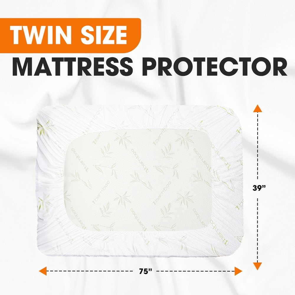 Cheer Collection Waterproof Bamboo Mattress Protector - White