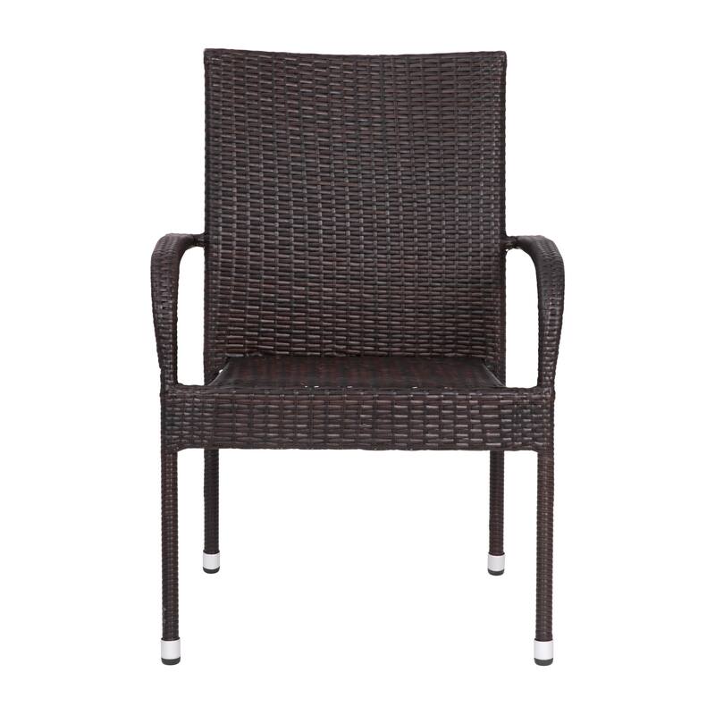 Indoor/Outdoor Stacking Steel Framed Wicker Dining Armchairs - 2 Pack