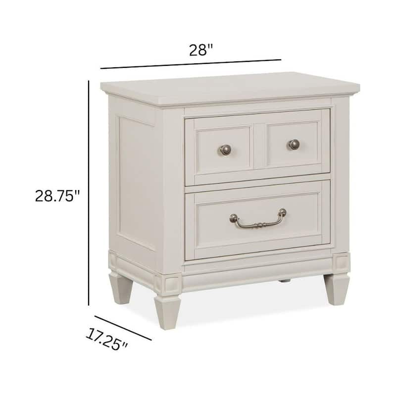 Magnussen Home Willowbrook Egg Shell White with Slight Rub Through Drawer Nightstand