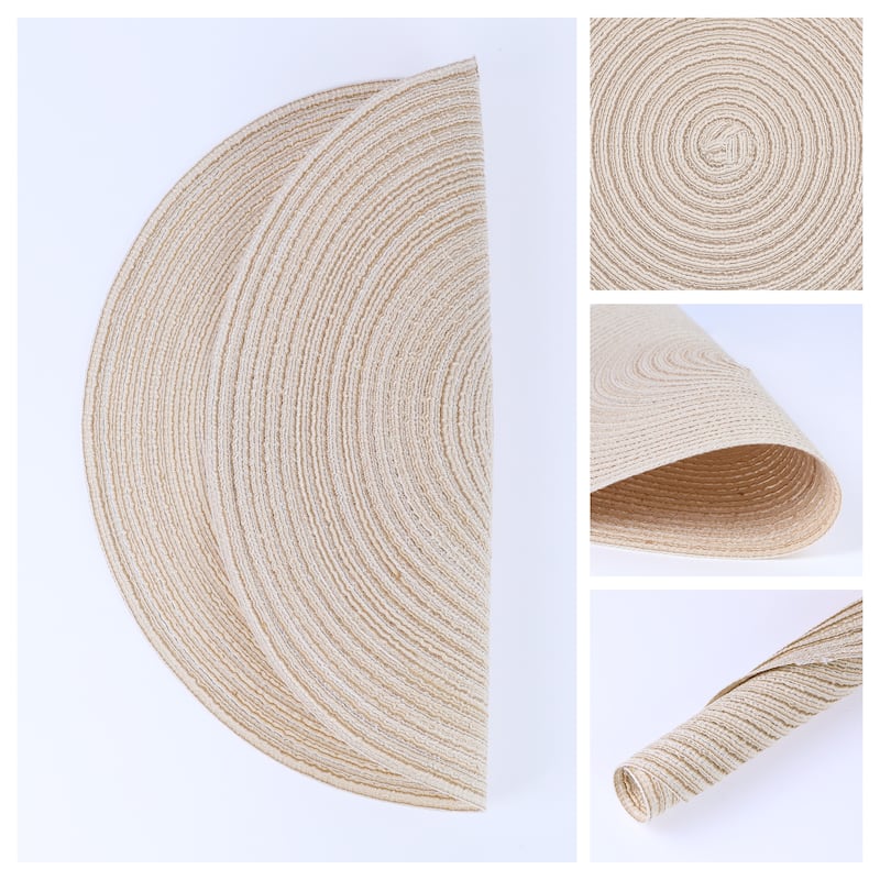 Farmhouse Placemats Set of 6 Woven Placemats for Dining Table Decor Indoor Outdoor Washable Kitchen Table Mat Wipe Clean 15x15in - Cream