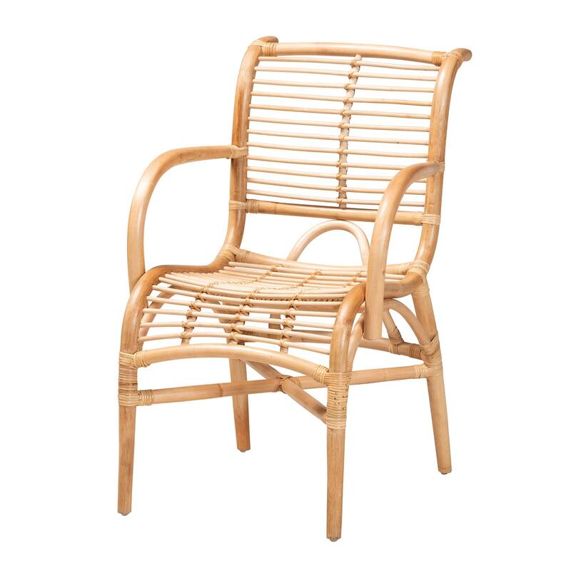 bali & pari Seminyak Modern Bohemian Natural Rattan Lounge Chair - Natural