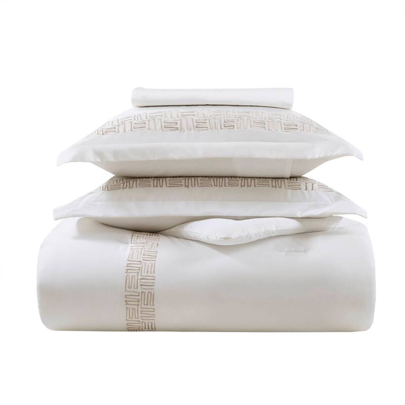 Harbor House Nile 4 Piece Cotton Sateen With Embroidery Oversized Comforter Set