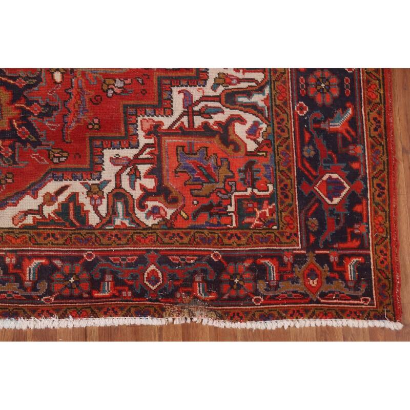 Hand Knotted Oriental 100% Wool Carpet Traditional Medallion Red Heriz Area Rug - 12' 3'' X 8' 4''