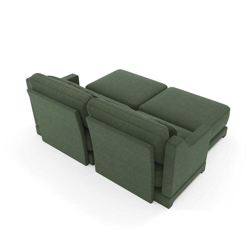 73.2" Chenille 2-Seater Sofa with Ottoman, 2 Lumbar Pillows, High-Resilience Sponge and Solid Wood Base