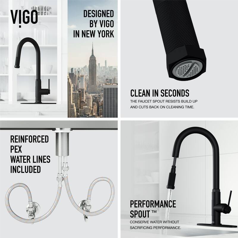 VIGO Hart Arched 18" H Single Handle Pull-Down Kitchen Faucet