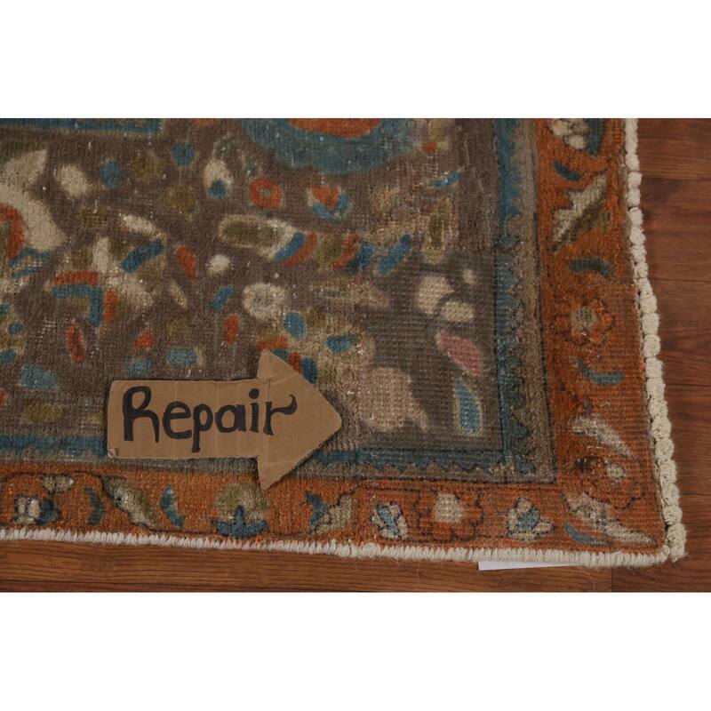 Gray Tabriz Persian Vintage Area Rug Handmade Wool Carpet - 9'10"x 13'1"