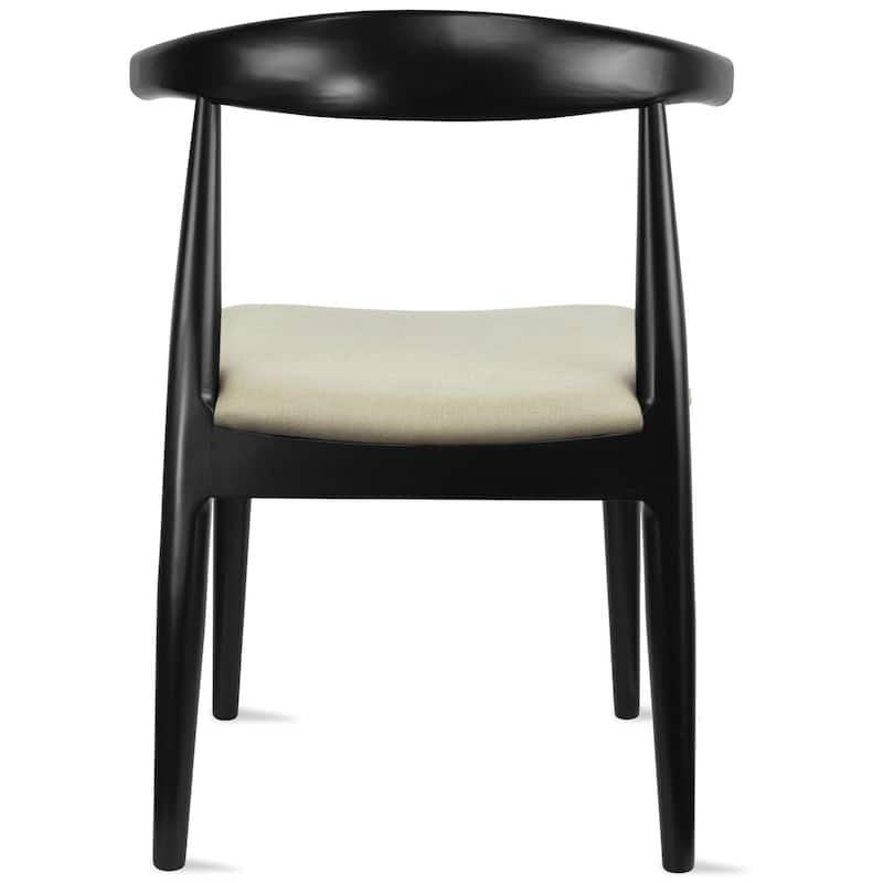 Set of 2 Kennedy Elbow Chairs Farmhouse Wooden Dining Chairs With PU Leather Or Fabric Cushion Seat, Modern Accent Side Chairs