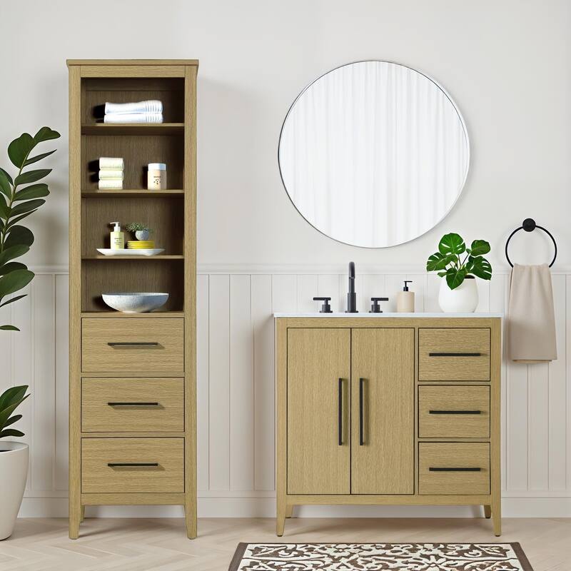 Laura 16-28 Inch Open Shelving Bath Storage Cabinet