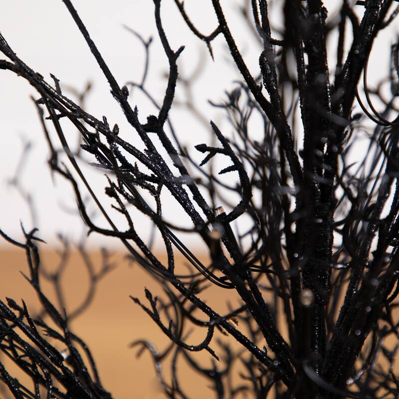 LED Lighted Black Artificial Twig Halloween Tree with Burlap Base - 3' - Warm White - 3-to-6-feet