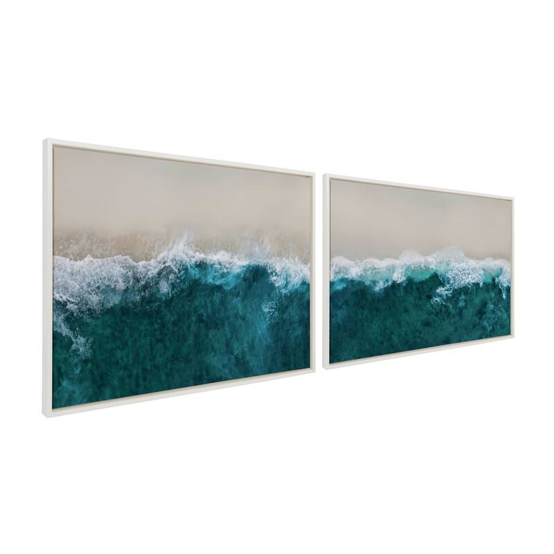 Kate and Laurel Sylvie Waves Framed Canvas by Creative Bunch Studio