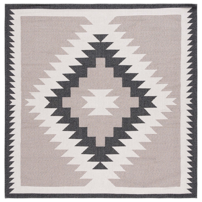 SAFAVIEH Augustine Sharie Moroccan Boho Tribal Rug - 4' Square - Beige/Black