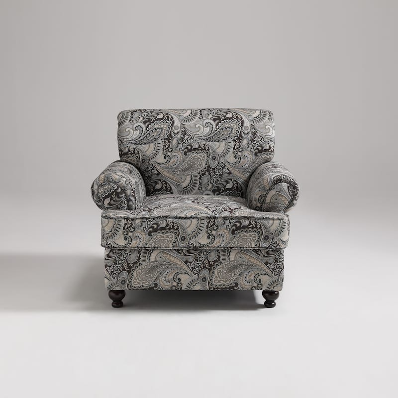 Morden Fort Classical Paisley Print Accent Chair with Rolled Arms
