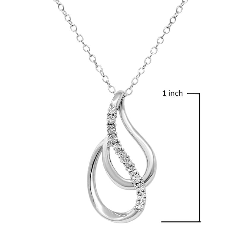Amanda Rose Collection Diamond Tear Drop Pendant Necklace in Sterling Silver