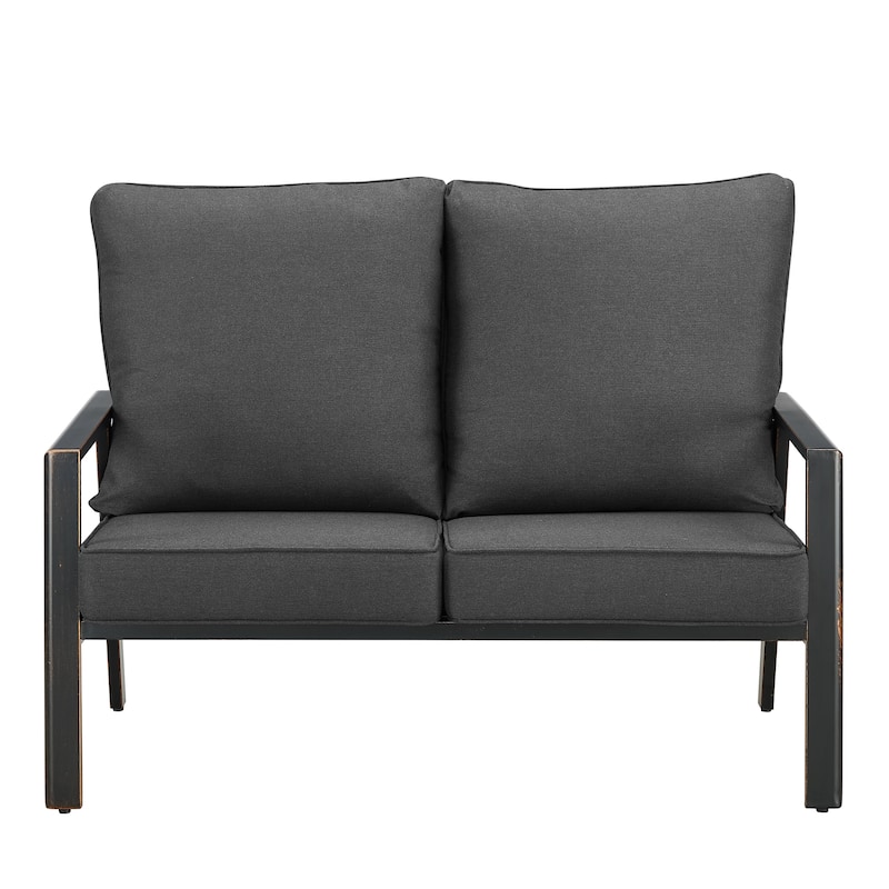 Black Aluminum Deep Seating Deep Seating Loveseat with Cushions
