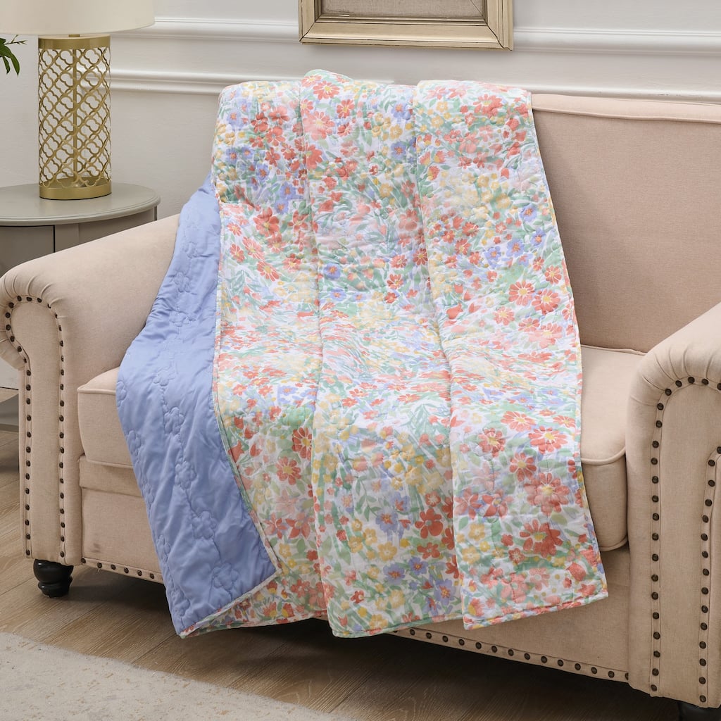 Greenland Home Fashions Alice Pastel 50"x60" Modern Floral Throw Quilt