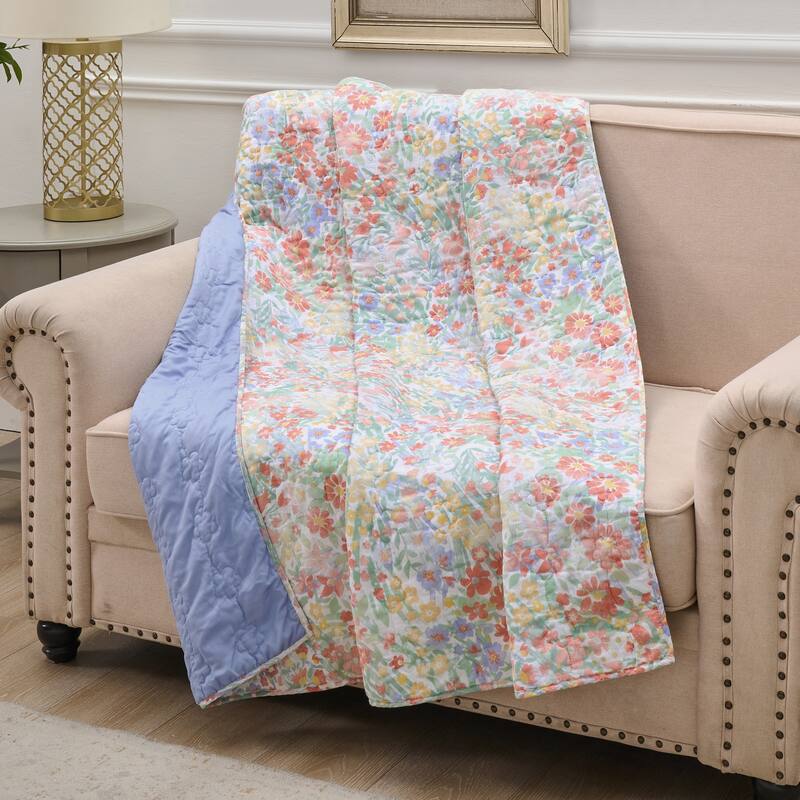 Greenland Home Fashions Alice Pastel 50"x60" Modern Floral Throw Quilt