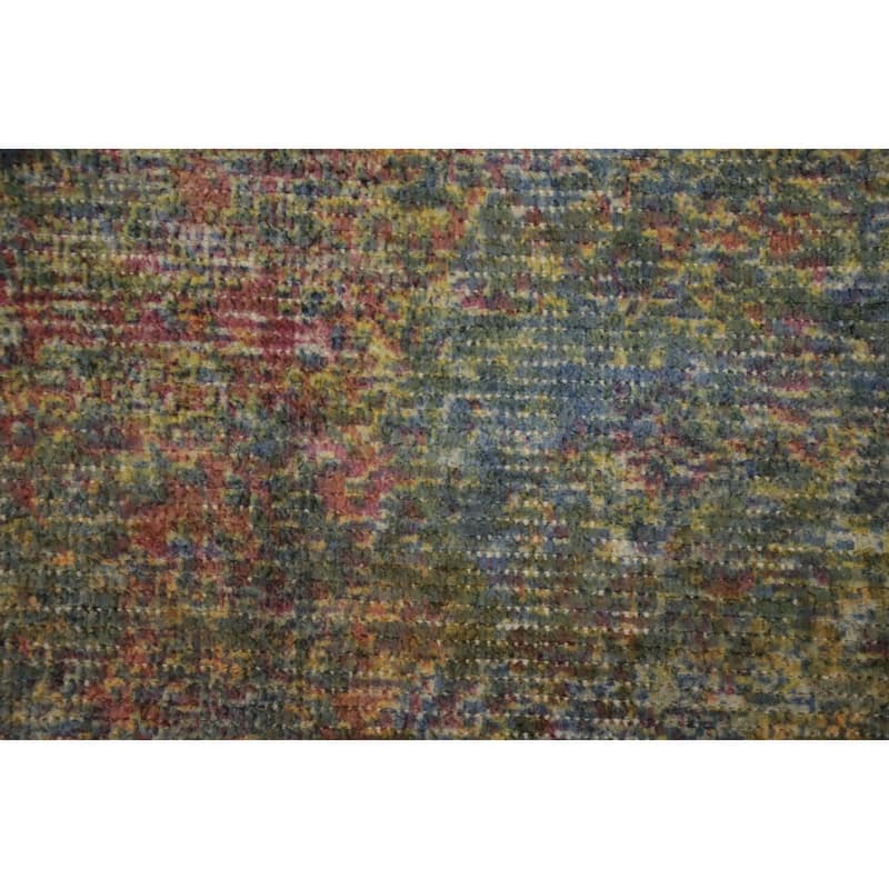 Hand Knotted Oriental Viscose Silk Carpet Modern All-Over Multi-Colored Abstract Area Rug - 7' 8'' X 5' 5''
