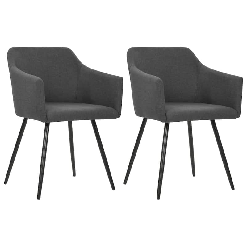 vidaXL Dining Chairs Upholstered Chair with Metal Legs for Living Room Fabric - 21.3" x 24.4" x 31.5" - Dark gray